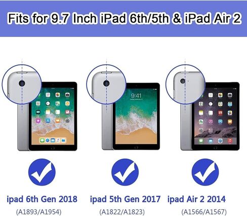 BMOUO Case for iPad 6th/5th Generation Case (9.7 inch, 2018/2017), Black in Kuwait