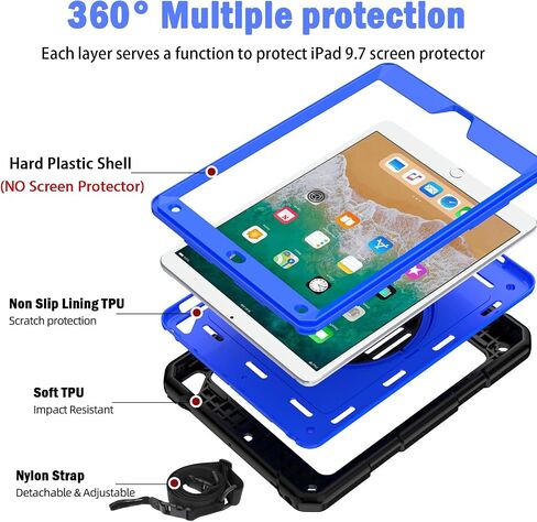 BMOUO Case for iPad 6th/5th Generation Case (9.7 inch, 2018/2017), Black in Kuwait