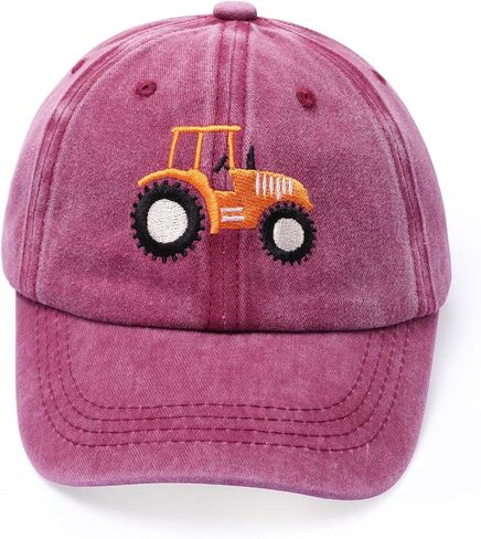 Cute Embroidery Tractor Baseball Cap Kids Toddler Vintage Washed Cotton Adjustable Dad Hat for Boys Girls Age 3-8 in Saudi Arabia