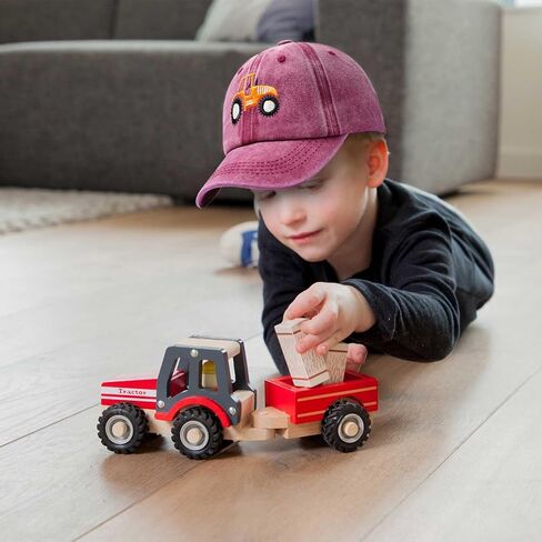 Cute Embroidery Tractor Baseball Cap Kids Toddler Vintage Washed Cotton Adjustable Dad Hat for Boys Girls Age 3-8 in Saudi Arabia