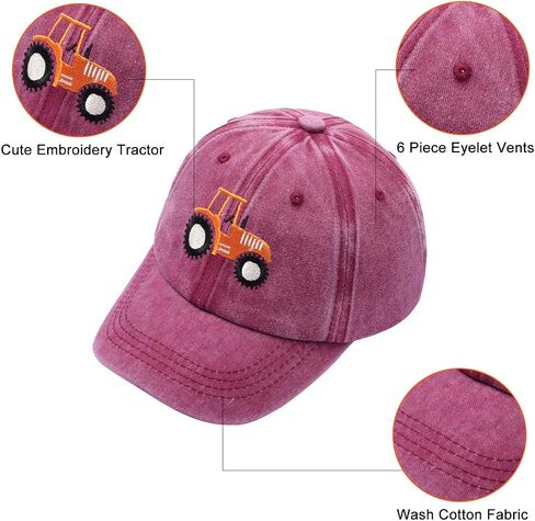 Cute Embroidery Tractor Baseball Cap Kids Toddler Vintage Washed Cotton Adjustable Dad Hat for Boys Girls Age 3-8 in Saudi Arabia