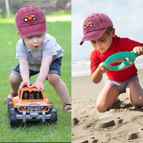 Cute Embroidery Tractor Baseball Cap Kids Toddler Vintage Washed Cotton Adjustable Dad Hat for Boys Girls Age 3-8 in Saudi Arabia