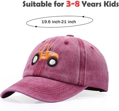 Cute Embroidery Tractor Baseball Cap Kids Toddler Vintage Washed Cotton Adjustable Dad Hat for Boys Girls Age 3-8 in Saudi Arabia