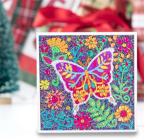 YIMORE 5D Diamond Art Painting Kits Cute Butterfly Flower 7.87 x 7.87 inch, with Wooden Frame, Full Drill Mosaic Gems Paint Sets by Number Kits for Room Decoration in Saudi Arabia