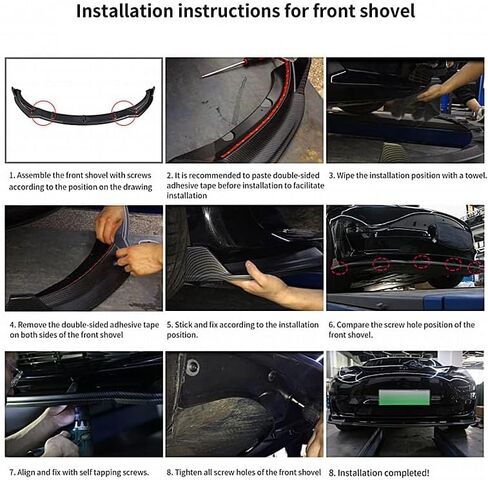 PACEWALKER for Tesla Model 3 Front Bumper Lip Kit Car Glossy Mods Spoilers fit for 2017-2023 Tesla Model 3 Accessories (Glossy Carbon Fiber Pattern) in Saudi Arabia