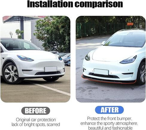 PACEWALKER for Tesla Model 3 Front Bumper Lip Kit Car Glossy Mods Spoilers fit for 2017-2023 Tesla Model 3 Accessories (Glossy Carbon Fiber Pattern) in Saudi Arabia