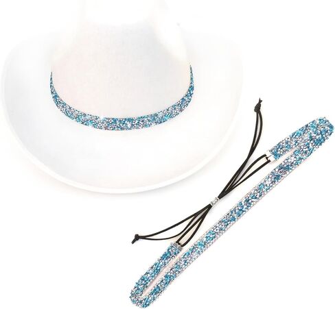 الأبيض قبعة رعاة البقر الفرقة حجر الراين حجم قابل للتعديل الأبيض حجر الراين راعية البقر hatband لا امب قبعة in Kuwait