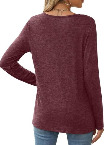 Long Sleeve Shirts for Women Basic Fall Tops Casual Loose Fit T-Shirts in Kuwait