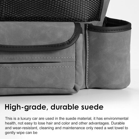 Car Purse & Handbag Holder Between Front Seats，Seat Back Organizers and Storage Bag with Tissue Hoder & 2 Cupholders & 3 Pockets for Car.(Grey) in Saudi Arabia