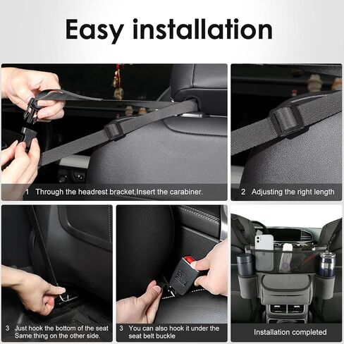 Car Purse & Handbag Holder Between Front Seats，Seat Back Organizers and Storage Bag with Tissue Hoder & 2 Cupholders & 3 Pockets for Car.(Grey) in Saudi Arabia