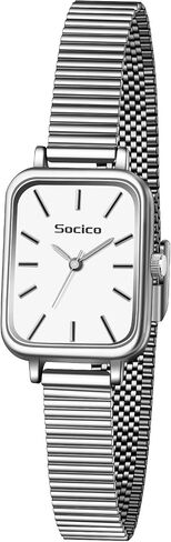 SOCICO Wrist Watches for Women Luxury Ladies Quartz Rectangle Wrist Watches with Stainless Steel Strap, Womens Casual Fashion Dainty Watch in Saudi Arabia