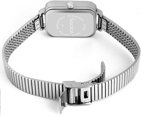 SOCICO Wrist Watches for Women Luxury Ladies Quartz Rectangle Wrist Watches with Stainless Steel Strap, Womens Casual Fashion Dainty Watch in Saudi Arabia