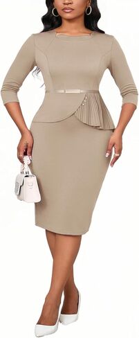Business Casual Dress for Women Elegance Church Dresses Midi Bodycon Pencil Dress Office Modest Work Suiting Outfits in Saudi Arabia