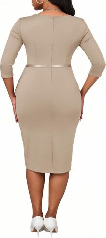 Business Casual Dress for Women Elegance Church Dresses Midi Bodycon Pencil Dress Office Modest Work Suiting Outfits in Saudi Arabia