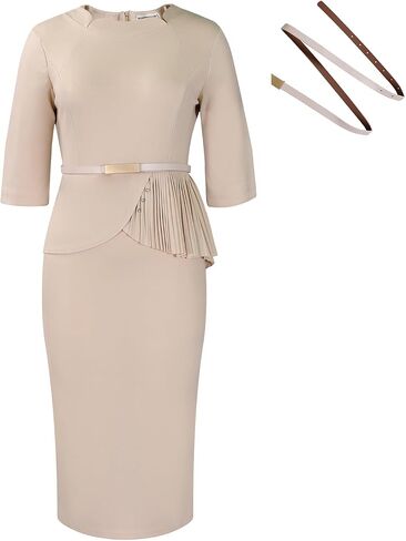 Business Casual Dress for Women Elegance Church Dresses Midi Bodycon Pencil Dress Office Modest Work Suiting Outfits in Saudi Arabia
