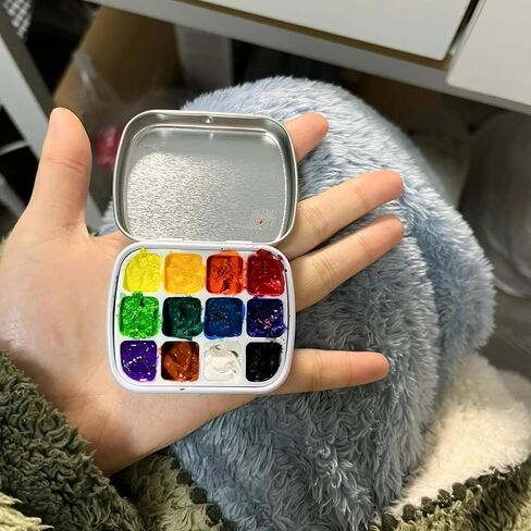 2 Pcs Mini Empty Watercolor Tin Box 12 Wells Portable Paint Palette Metal Paint Storage,Travel Watercolor Palette with Lid,Ideal for Artists on The Go(Black) in Kuwait