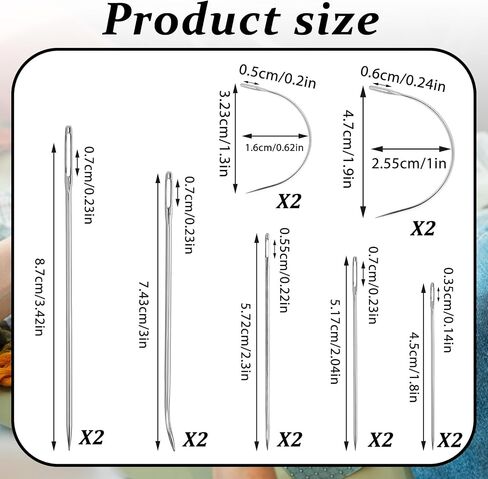 Heavy Duty Hand Sewing Needles Kit 14 Pcs Hand Sewing Needle Kit Household Sewing Needles 10 Leather Hand Sewing Needle and 4 Curved Needle for Home Upholstery Hand Sewing Carpet Canvas Repair in Saudi Arabia