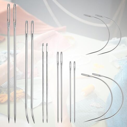Heavy Duty Hand Sewing Needles Kit 14 Pcs Hand Sewing Needle Kit Household Sewing Needles 10 Leather Hand Sewing Needle and 4 Curved Needle for Home Upholstery Hand Sewing Carpet Canvas Repair in Saudi Arabia