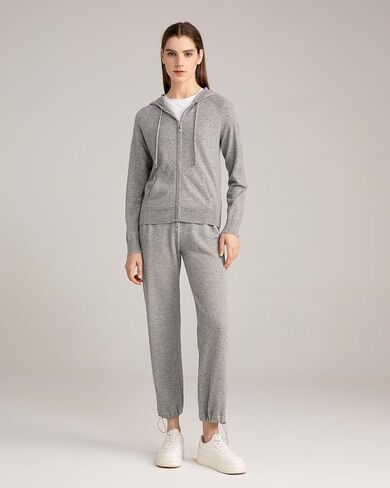 State Cashmere Women's 2-Way Zips Zip Up Hoodie Front Pocket 100% Pure Cashmere Long Sleeve Sweater Full Zipper in Saudi Arabia