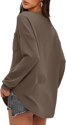 سترة Darong النسائية المحبوكة بأكمام طويلة وأزرار حتى الرقبة وقمصان هينلي كاجوال للخريف in Kuwait