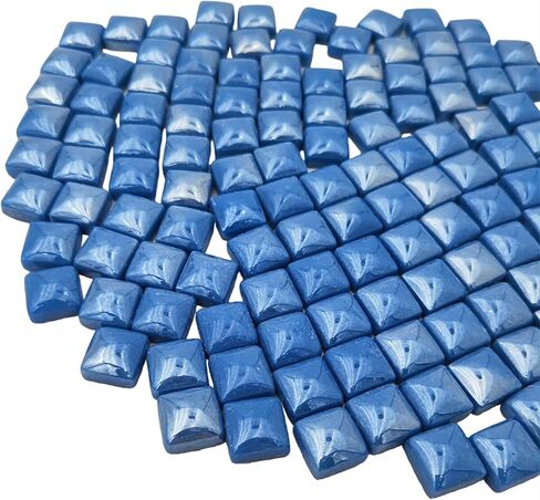1.1lb Crystal Glass Mosaic Tiles for Crafts, 0.6"x 0.6" Square Mosaic Glass Pieces for Artwork,Garden Kit Decor (Plated Sapphire Blue) in Kuwait