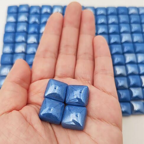 1.1lb Crystal Glass Mosaic Tiles for Crafts, 0.6"x 0.6" Square Mosaic Glass Pieces for Artwork,Garden Kit Decor (Plated Sapphire Blue) in Kuwait