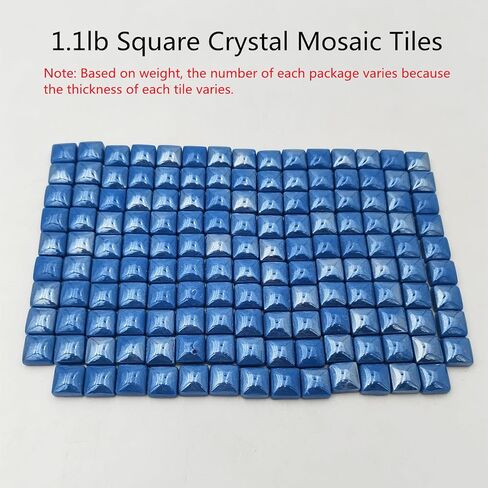 1.1lb Crystal Glass Mosaic Tiles for Crafts, 0.6"x 0.6" Square Mosaic Glass Pieces for Artwork,Garden Kit Decor (Plated Sapphire Blue) in Kuwait