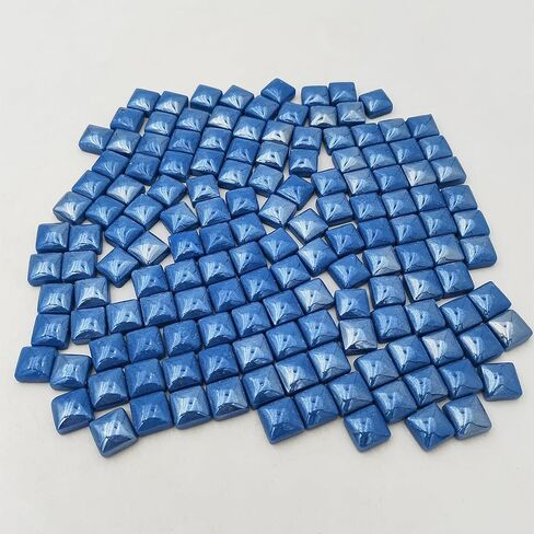 1.1lb Crystal Glass Mosaic Tiles for Crafts, 0.6"x 0.6" Square Mosaic Glass Pieces for Artwork,Garden Kit Decor (Plated Sapphire Blue) in Kuwait