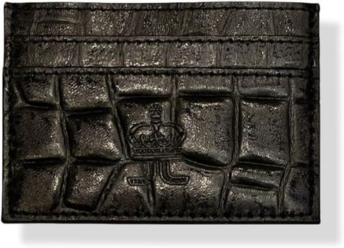 Slim Wallet Croc Embossed Genuine Leather Card Holder Card Case for Men and Women (Black) in Saudi Arabia