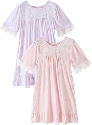 Girls' Princess Dress,Soft Summer Short Sleeve Casual Dresses 3-12Years in Kuwait