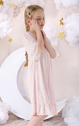 Girls' Princess Dress,Soft Summer Short Sleeve Casual Dresses 3-12Years in Kuwait