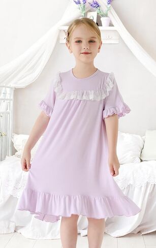 Girls' Princess Dress,Soft Summer Short Sleeve Casual Dresses 3-12Years in Kuwait