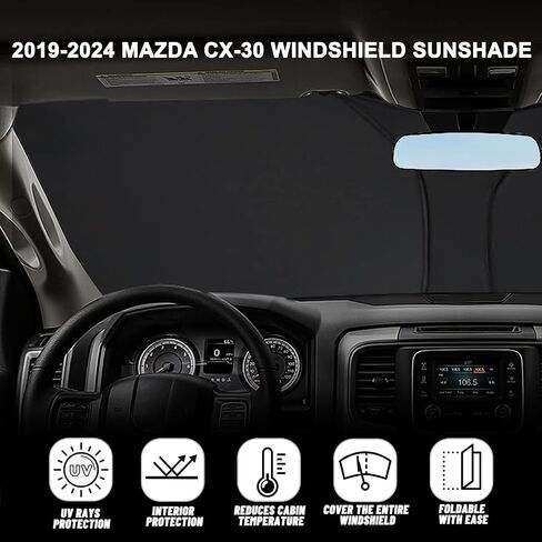 Bestview Windshield Sunshade Compatible with 2019-2024 Mazda CX-30 CX30 Accessories, Front Window Sunshade Sun Visor Protector Block UV Rays Heat, Foldable 2 Layers 210T Material in Saudi Arabia