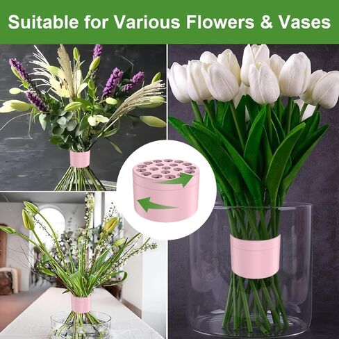 2Pcs Spiral Ikebana Stem Holder Spiral Flower Stem Holder Flower Arrangement Holder DIY Spiral Flower Bouquet Twist Holder Floral Grid Flower Frogs for Vases, Silicone Reusable (M+L,Pink) in Saudi Arabia