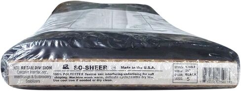 Superpunch So-Sheer Fusible Knit Interfacing/Underling HTC1350-2 - 20 Inches Wide, Precut Sewing for Soft Shaping & Quilting, 100% Polyester, Made in USA, Sold in 2 Yard Package, Made in USA (Black) in Saudi Arabia