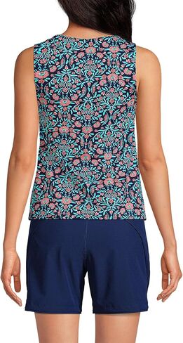 Lands' End Womens Chlorine Resistant High Neck Tankini Top Deep Sea Navy Adorn Floral Regular 8 in Saudi Arabia