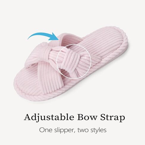 IPSAE Slippers for Women House Memory Foam Slippers Open Toe Corduroy Cross Bow Womens Slipper Slides Comfy Indoor Bedroom Shoes in Saudi Arabia