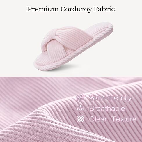 IPSAE Slippers for Women House Memory Foam Slippers Open Toe Corduroy Cross Bow Womens Slipper Slides Comfy Indoor Bedroom Shoes in Saudi Arabia