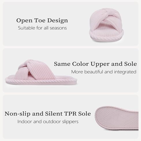 IPSAE Slippers for Women House Memory Foam Slippers Open Toe Corduroy Cross Bow Womens Slipper Slides Comfy Indoor Bedroom Shoes in Saudi Arabia