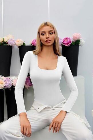 xxxHOLIC Square Neck Long Sleeve Double Lined Bodysuit for Women Soft Modal Body Suit in Saudi Arabia