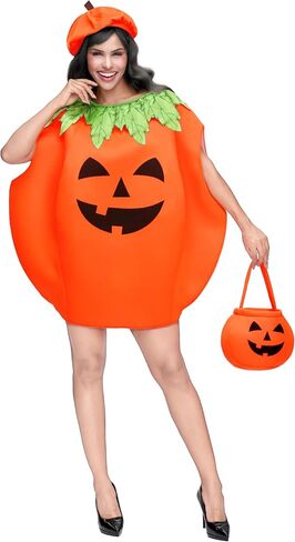 أزياء Spooktacular Creations للسيدات البالغات على شكل اليقطين، مجموعة معطف اليقطين مع قبعة اليقطين، حقيبة، أزياء الهالوين للعب الأدوار للبالغين in Saudi Arabia