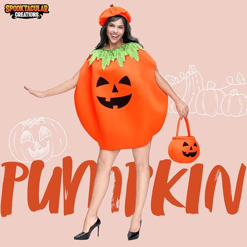 أزياء Spooktacular Creations للسيدات البالغات على شكل اليقطين، مجموعة معطف اليقطين مع قبعة اليقطين، حقيبة، أزياء الهالوين للعب الأدوار للبالغين in Saudi Arabia