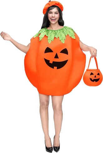 أزياء Spooktacular Creations للسيدات البالغات على شكل اليقطين، مجموعة معطف اليقطين مع قبعة اليقطين، حقيبة، أزياء الهالوين للعب الأدوار للبالغين in Saudi Arabia
