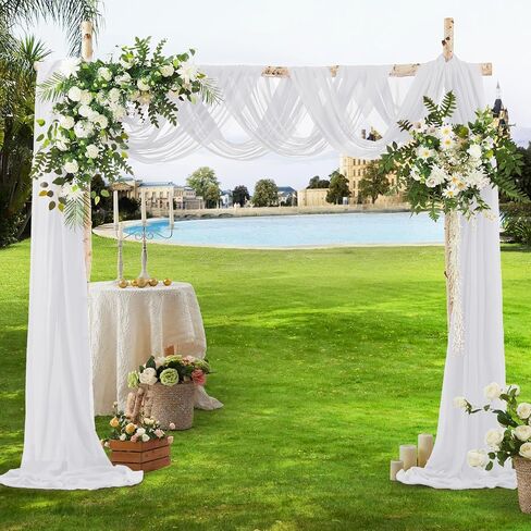 VACVELT White Chiffon Fabric by The Yard, 60 Inch Wide Chiffon Sheer Fabric Bolt Wedding Draping Fabric, Soft Chiffon Fabric for Wedding Arch Draping Backdrop, Party Decoration (Pre-Cut, 1 Yard) in Saudi Arabia