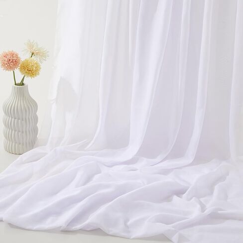 VACVELT White Chiffon Fabric by The Yard, 60 Inch Wide Chiffon Sheer Fabric Bolt Wedding Draping Fabric, Soft Chiffon Fabric for Wedding Arch Draping Backdrop, Party Decoration (Pre-Cut, 1 Yard) in Saudi Arabia