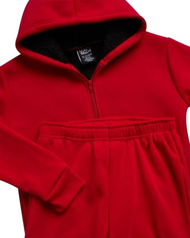 Boys' Sherpa Fleece Jogger Set - 2 Piece Basic Solid Full Zip Warm Cozy Sherpa Hoodie and Sweatpants (Size: 8-18) in Kuwait