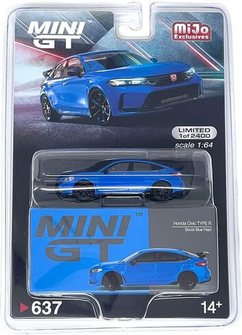 TrueScale Miniatures Mini GT 1/64 Honda Civic Type R 2023 Boost مقبض يسار لؤلؤي أزرق، منتج نهائي in Saudi Arabia