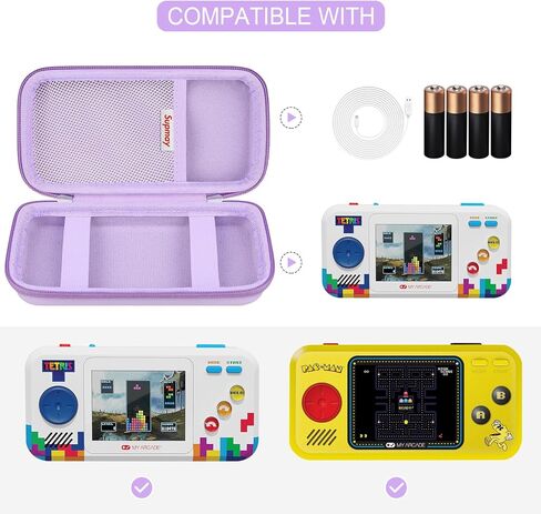 حقيبة سفر صلبة من Supmay لجهاز My Arcade Atari Pocket Player Pro، حقيبة حماية ألعاب محمولة لنظام ألعاب الفيديو مع جيب شبكي للبطاريات وكابل USB-C، أسود + برتقالي in Saudi Arabia