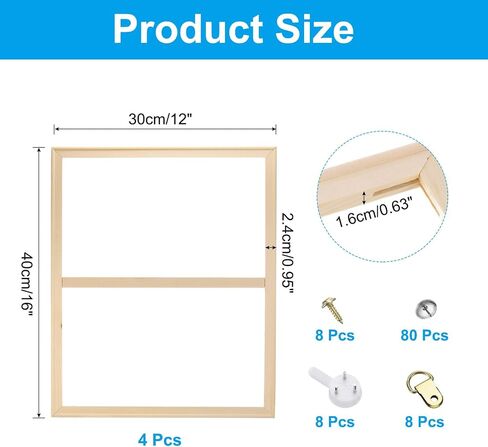 PATIKIL 12x16 inch Canvas Stretcher Bars, 4 Set DIY Removable Wooden Canvas Frames Kit for Oil Paintings Poster Picture Photo, Arts Accessory, Paint by Numbers in Saudi Arabia