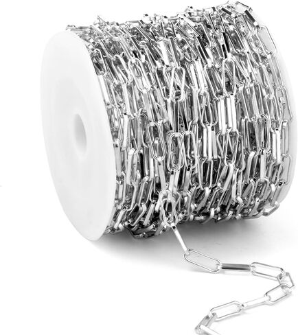 [33 FT] Gold Paperclip Chains Roll, 3.8mm Wide 14K Gold Plated Brass Paperclip Link Chains Spool Bulk for Jewelry Making in Saudi Arabia